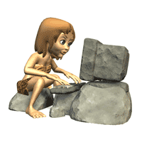 cave girl computer