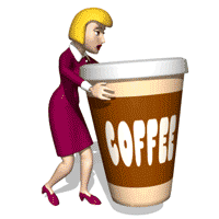 lady pushing coffee cup