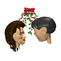 mistletoe couple kiss