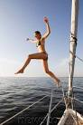 woman jumping off ship